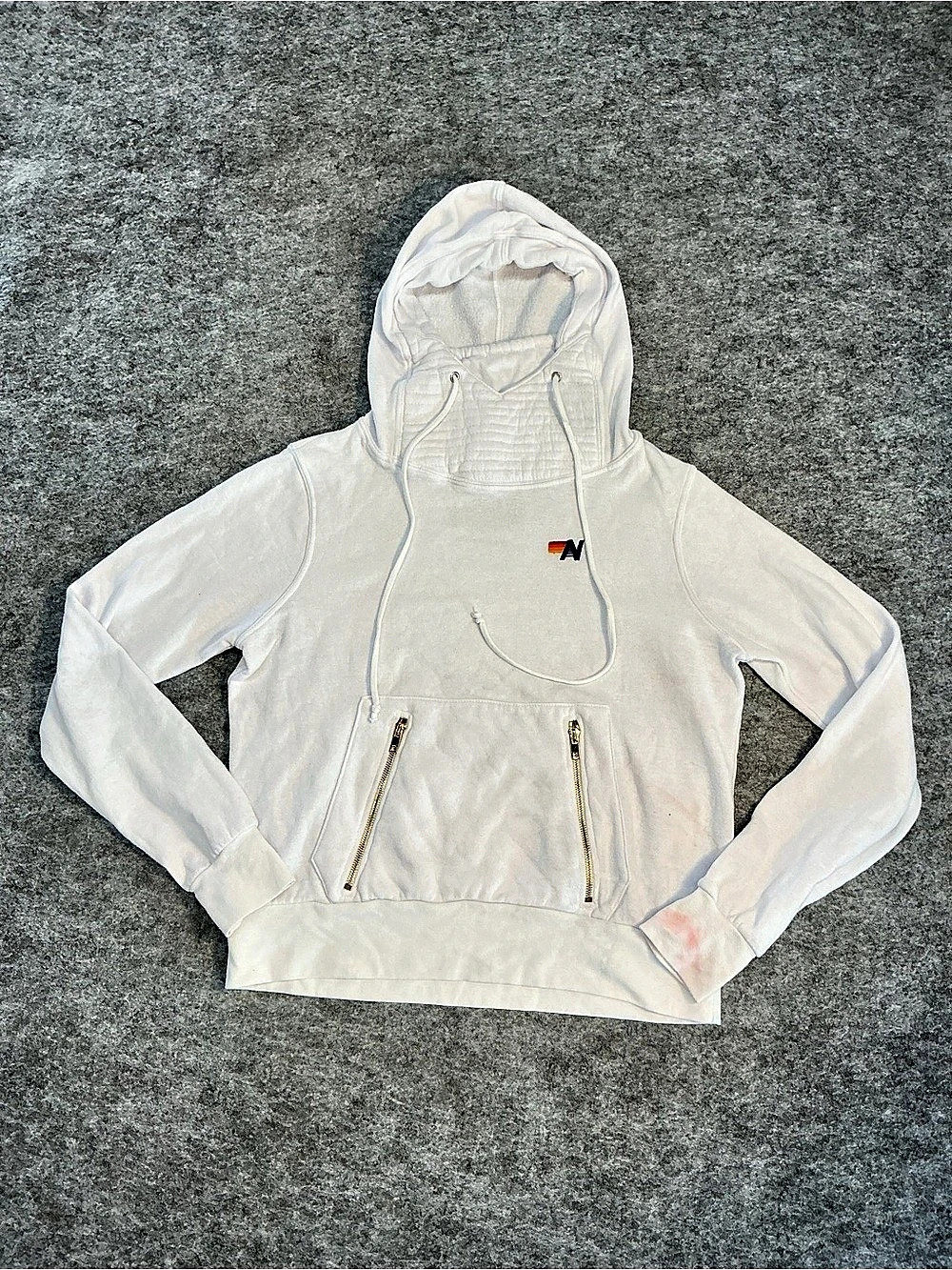 Aviator Nation White Pullover Hoodie Size Small